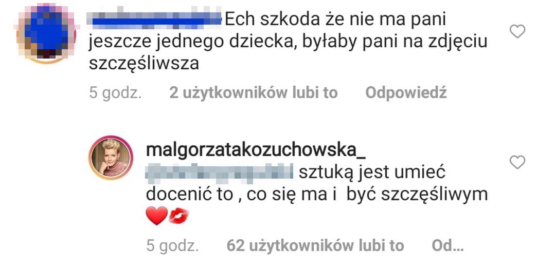 Małgorzata Kożuchowska na temat drugiego dziecka