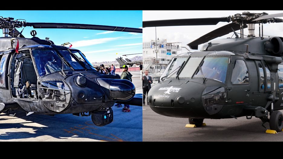 Po lewej śmigłowiec MH-60M ze 160 Pułku Lotniczych Operacji Specjalnych US Army. Po prawej S-70i produkowany przez PZL Mielec