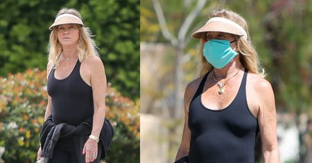 Goldie Hawn spaceruje z synem. Nie ukryła się pod maseczką
