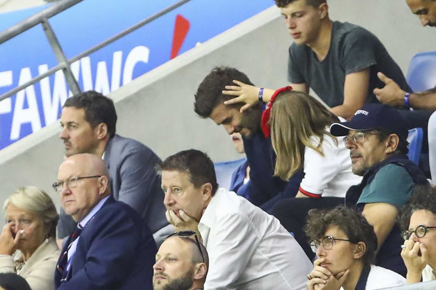 David Beckham z córką Harper na meczu w piłce nożnej kobiet