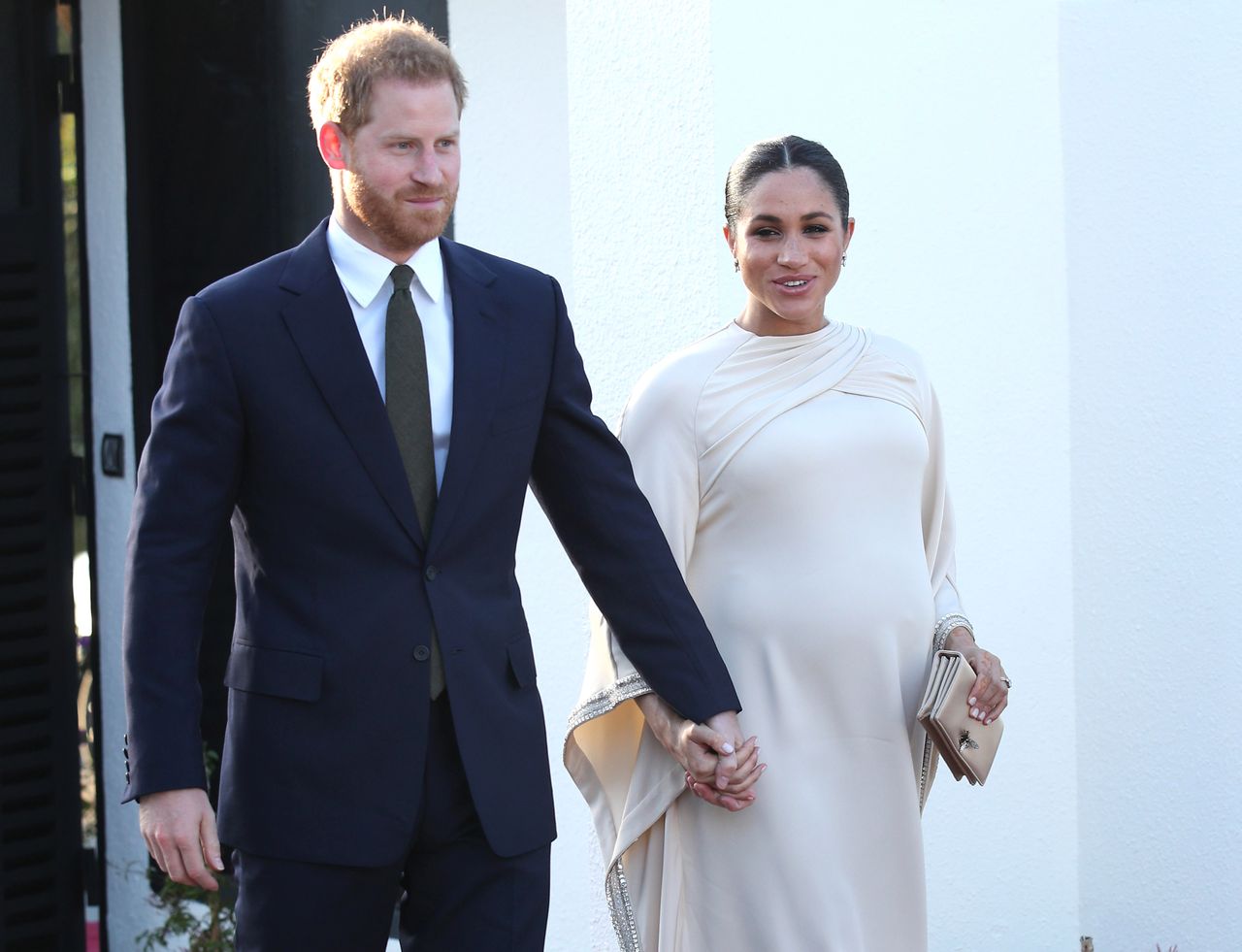Księżna Meghan w Maroku. Beżowa sukienka nie ukryła brzuszka