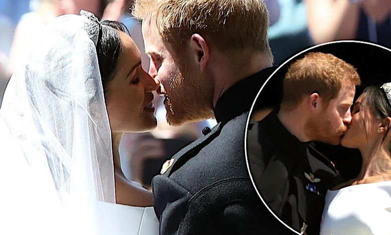 Pierwszy pocałunek Meghan Markle i księcia Harry'ego po ślubie