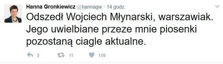 Hanna Gronkiewicz-Waltz żegna Wojciecha Młynarskiego