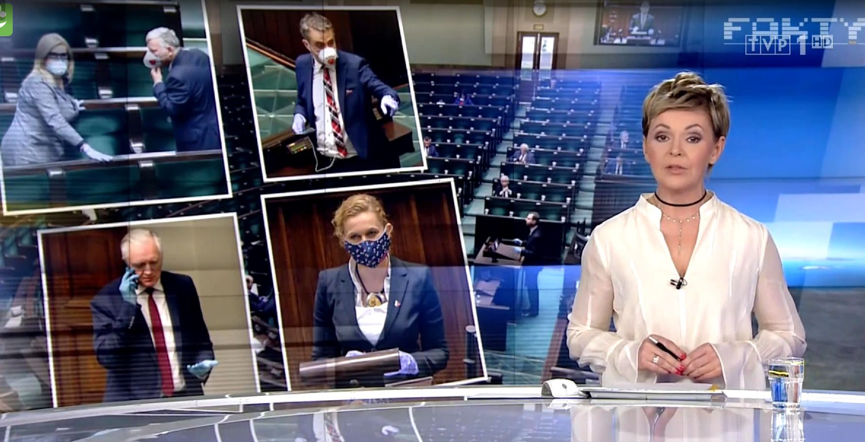 Justyna Pochanke jako czołowa dziennikarka TVP została wymieniona w materiale "Wiadomości".