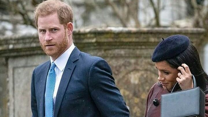 Książę Harry i księżna Meghan na chrzcinach Leny Tindall.