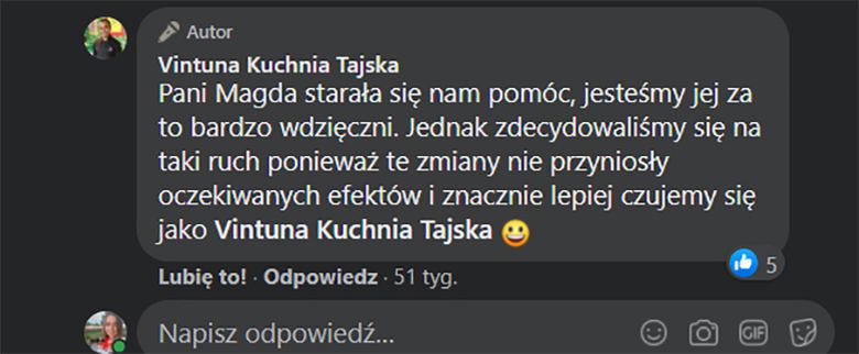 Restauracja Vintuna wróciła do serwowania dań kuchni tajskiej