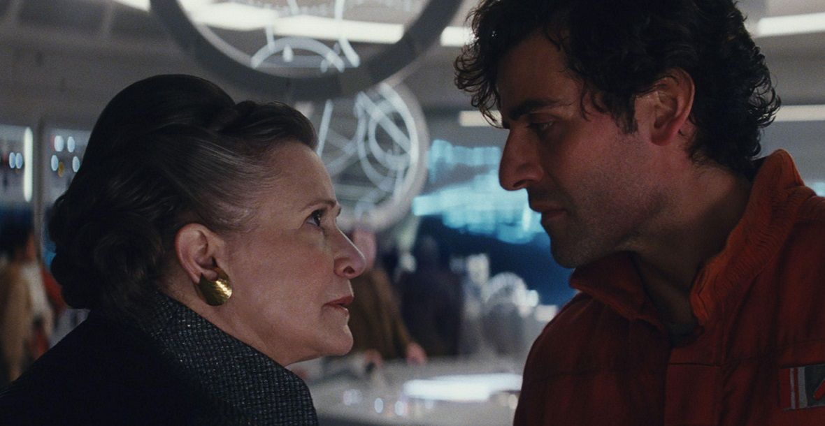 Carrie Fisher i Oscar Isaac w epizodzie VIII - "Gwiezdne wojny: Ostatni Jedi" 