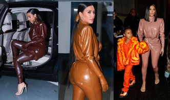 Wyfiokowana Kim Kardashian podbija Paryż w trzech lateksowych stylizacjach. Ikona stylu czy ofiara mody? (ZDJĘCIA)