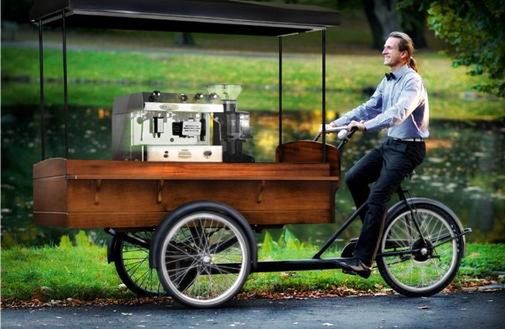 Rower z mobilną kawiarnią Pana Rowerskiego waży w sumie 300 kilogramów