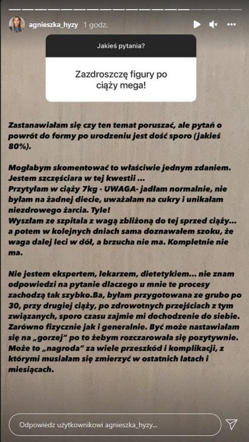 Agnieszka Hyży o swojej figurze po ciąży