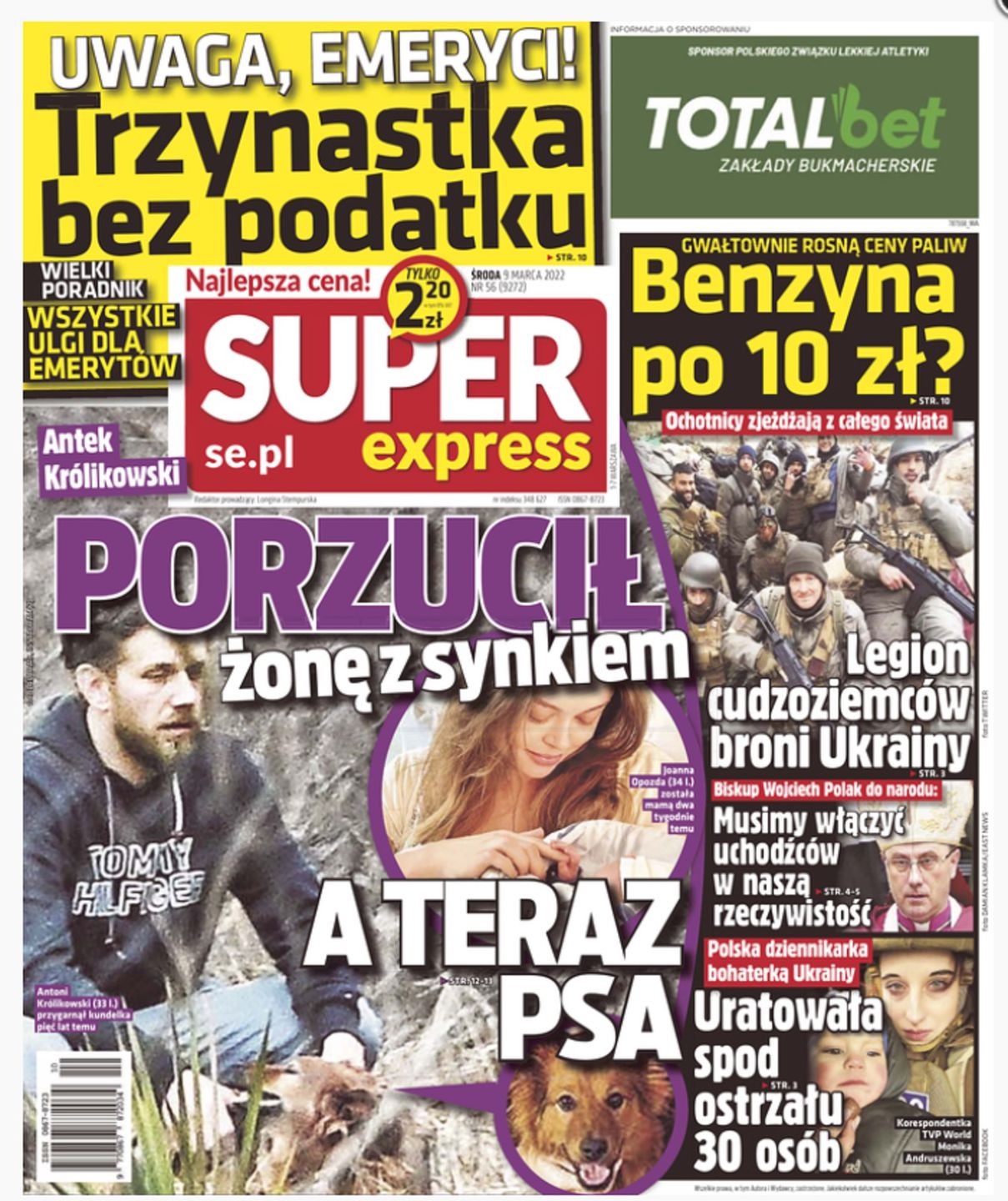 Antek Królikowski - okładka Super Express 09.03.2022