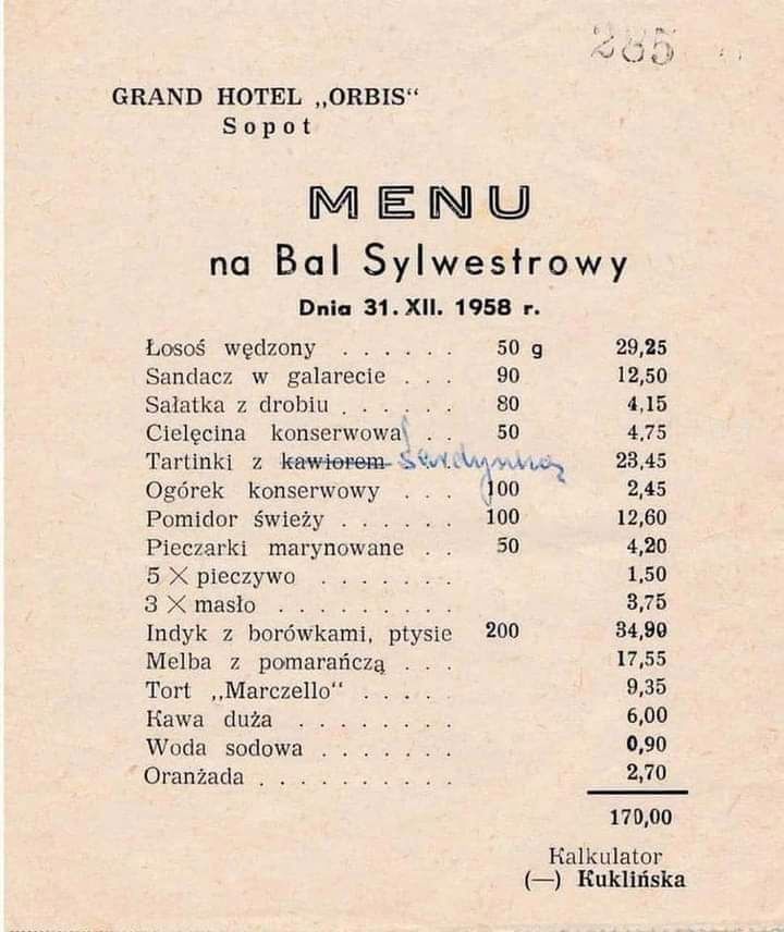 Menu sylwestrowe sprzed lat- Pyszności