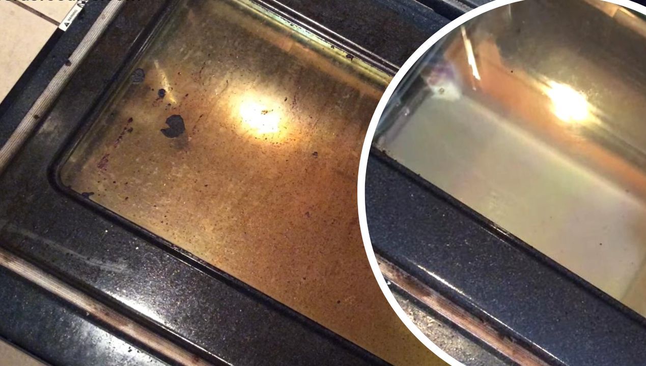 How to clean an oven window with a dishwasher tablet. Photo. 
For Us Foodies/youtube