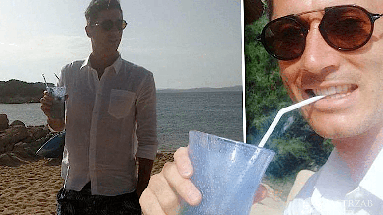 Robert Lewandowski z drinkiem