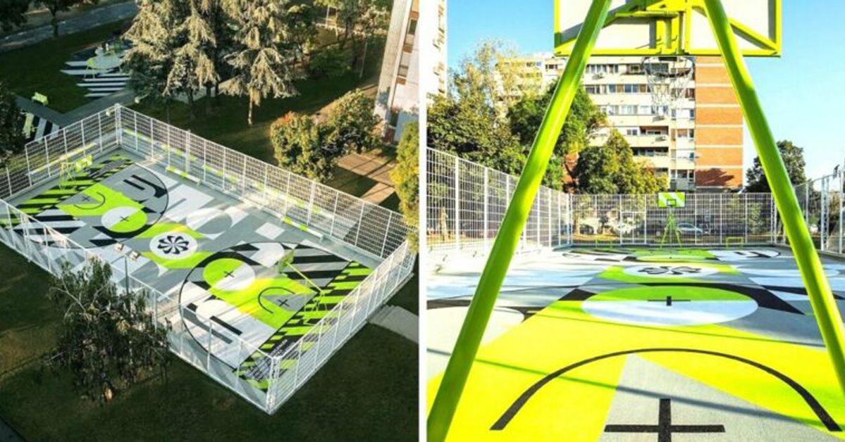 A Court Built of 20,000 Recycled Sneakers. Nike Uses Waste and Garbage as Raw Materials