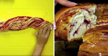 Zakręcone ciasto drożdżowe z malinami
