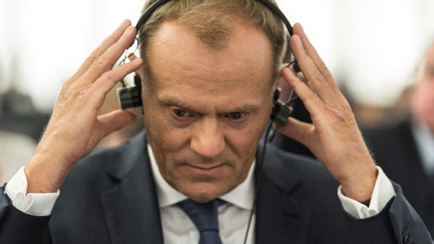 Szef RE Donald Tusk w siedzibie Parlamentu Europejskiego w Strasburgu