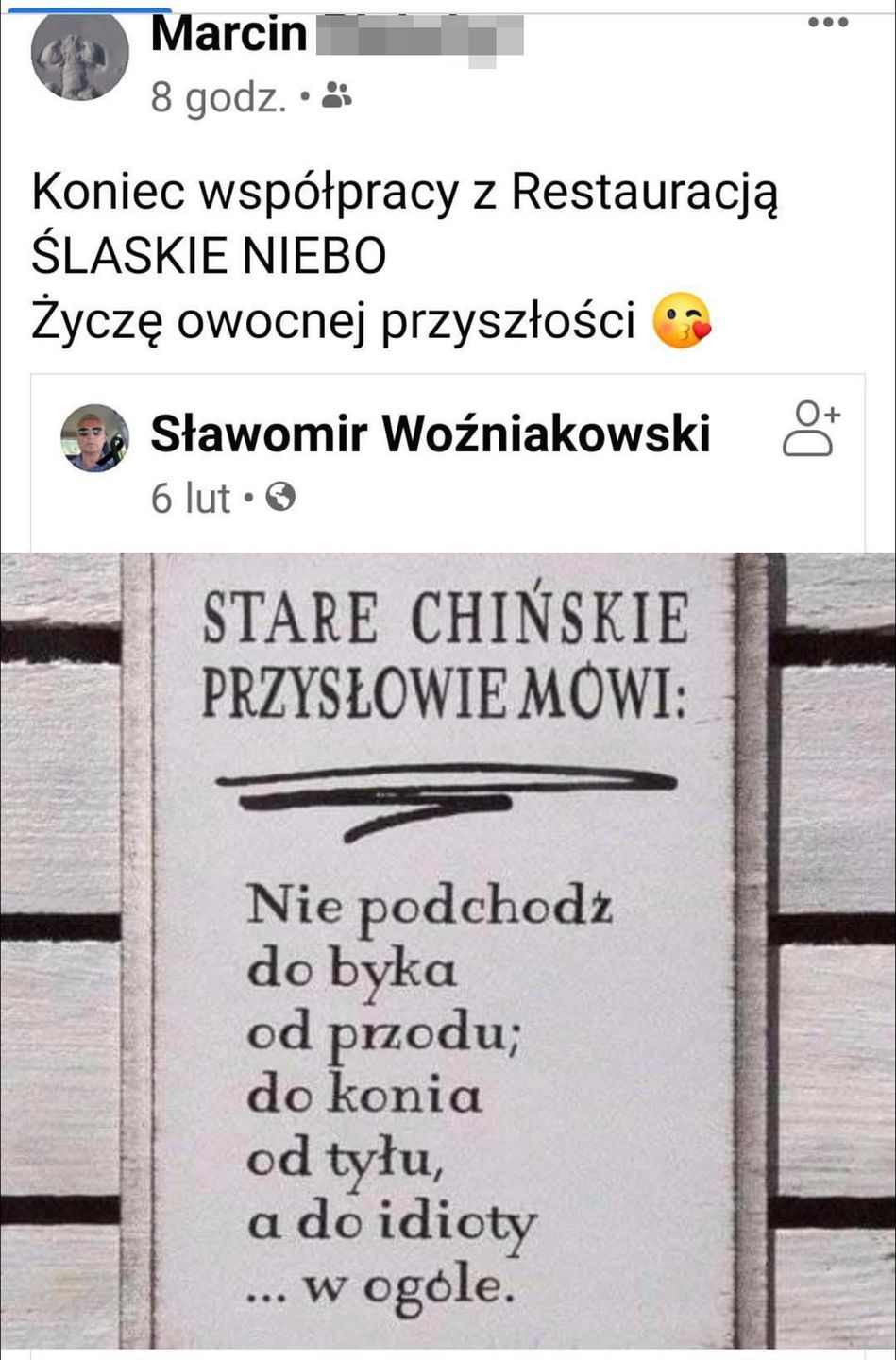 Marcin kończy współpracę z restauracją Śląskie Niebo