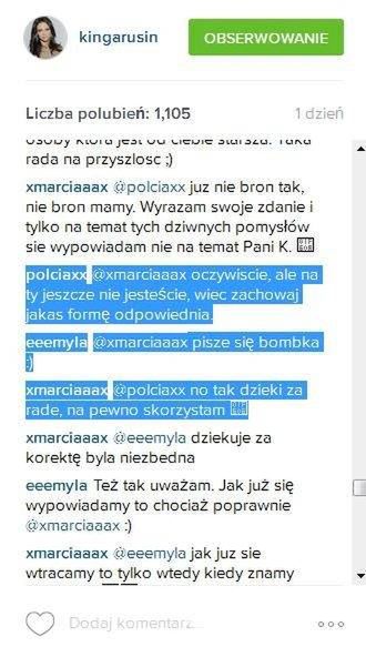 Dyskusja na temat choinki Kingi Rusin/ Instagram Kingi Rusin