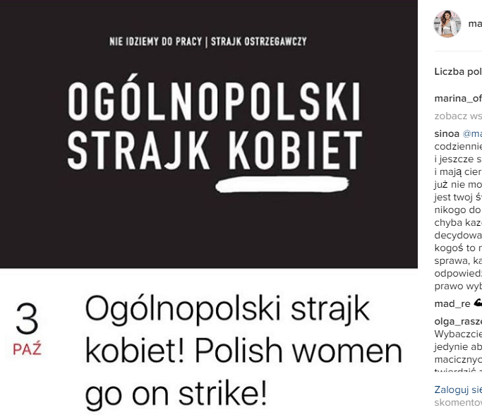 Marina wsparła czarny protest