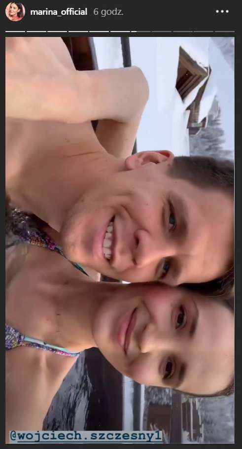 Marina Łuczenko i Wojciech Szczęsny w jacuzzi na mrozie