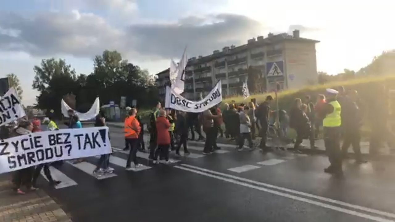 Protest w Skawinie. Gigantyczny korek na wjeździe do Krakowa