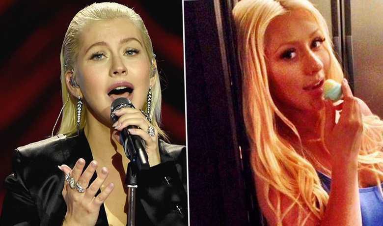 Christina Aguilera - po i przed korektą ust