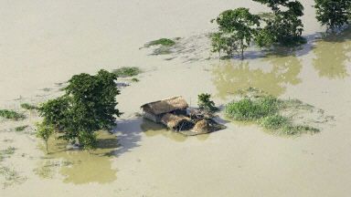 Wioska zalana w Indiach