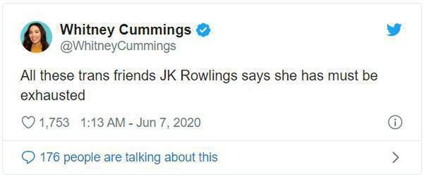 Whitney Cummings krytyka J.K Rowling
