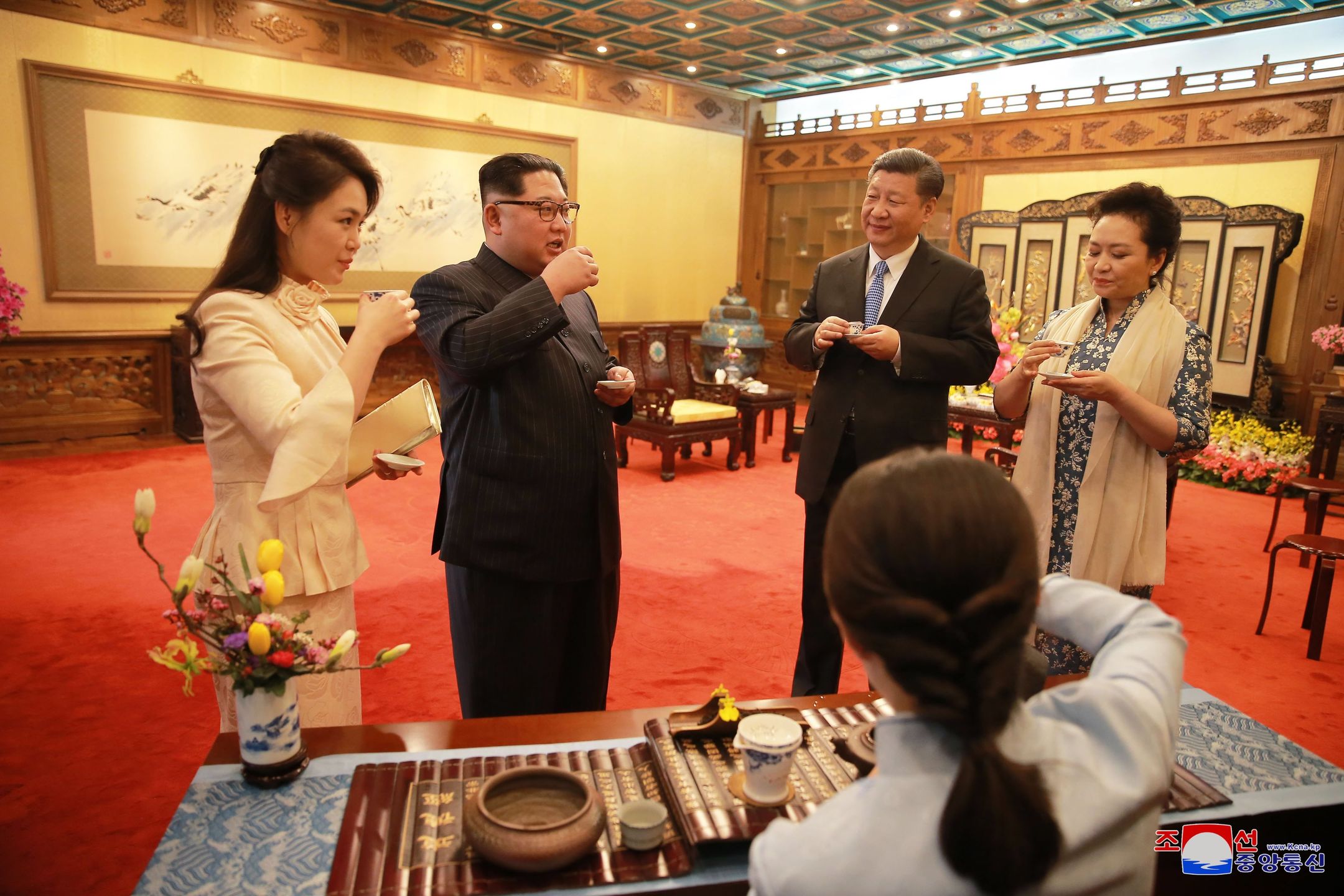 Kim Dzong Un, Xi Jinping i ich żony w Pekinie