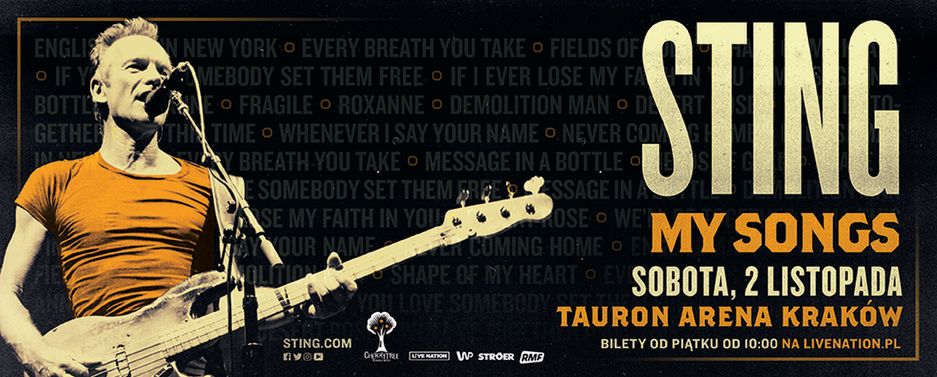 Cherrytree Management i Live Nation ogłaszają koncert Sting: My songs, który odbędzie się 2 listopada w TAURON Arenie Kraków