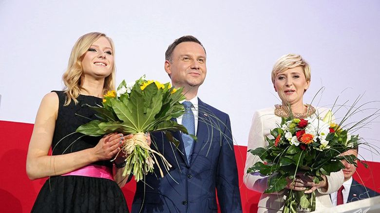 Andrzej Duda z córką Kingą i żoną Agatą, fot. ONS