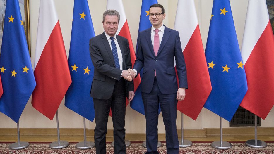 Guenther Oettinger i Mateusz Morawiecki