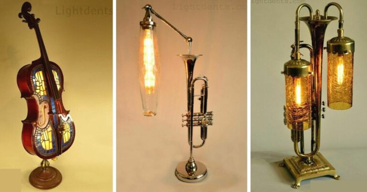 19 Old Instruments Turned Into Original Lamps to Create a Music-Like Atmosphere in All Kinds of Interior