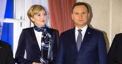 Para prezydencka podczas uroczystości zapalenia światełka chanukowego