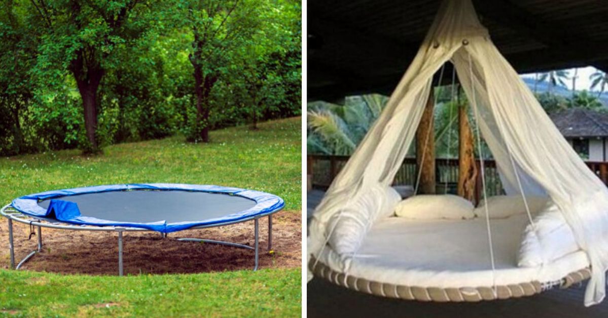 Ridiculously cute way to repurpose an old trampoline - how to make trampoline swing DIY