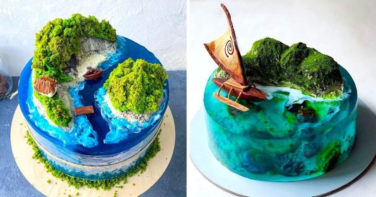 15 wakacyjnych tortów, które wyglądają jak bezludne wyspy pełne lazurowego błękitu morza
