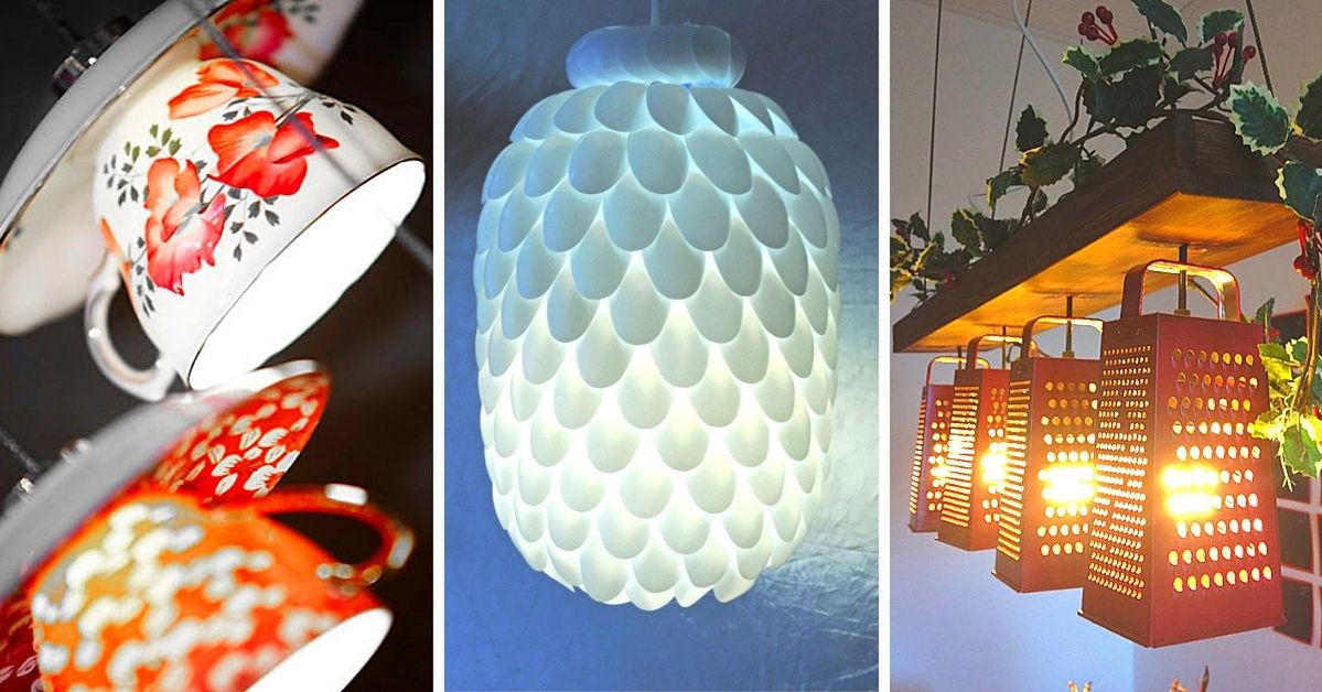 21 niezwykłych lamp zrobionych z przedmiotów codziennego użytku. Inspiracje na piękny recykling