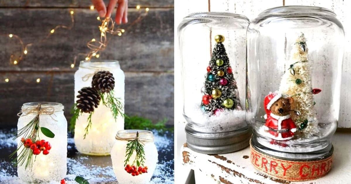 20 świątecznych ozdób zamkniętych w słoiku, które połyskują brokatem i świecidełkami