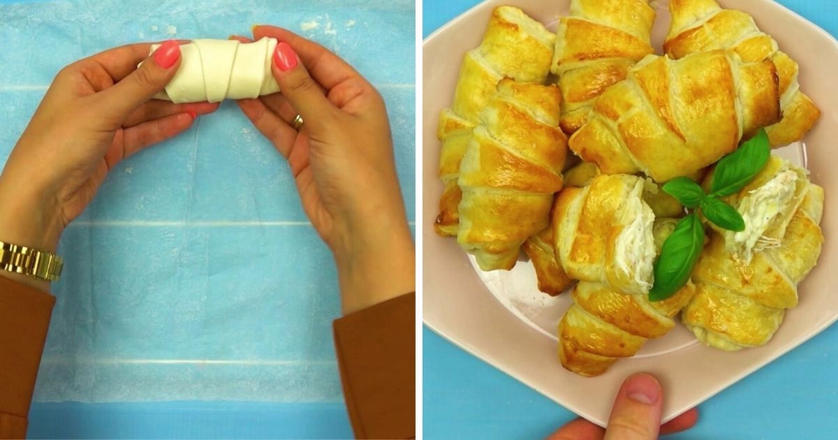 Serowe rogaliki z kurczakiem