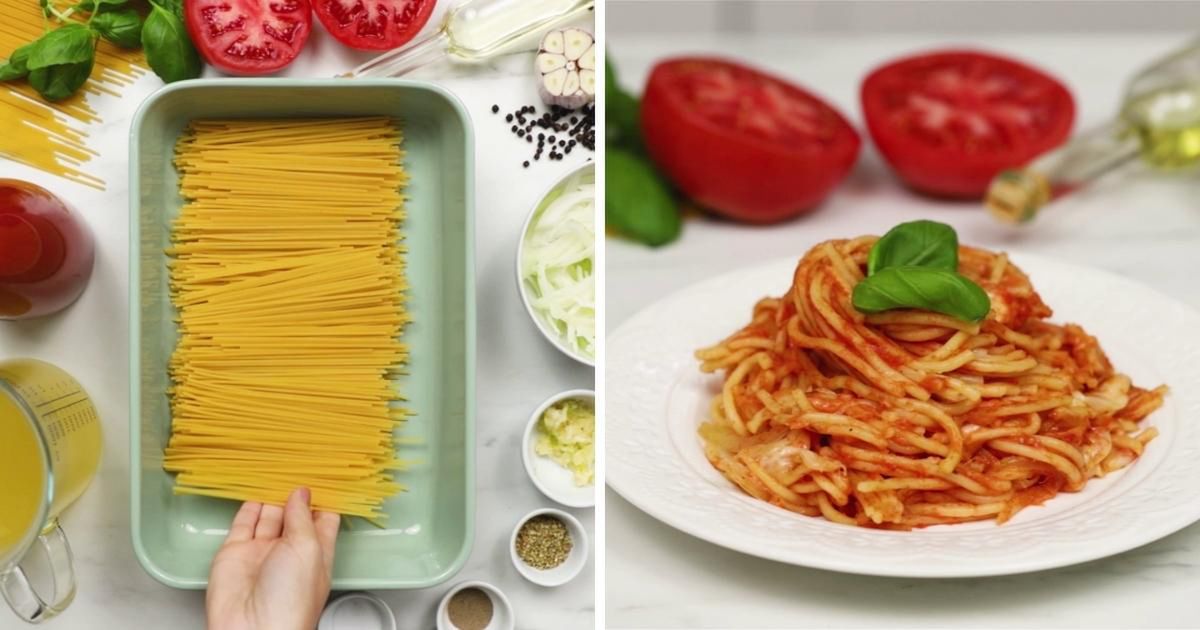 Spaghetti z piekarnika w 5 minut. Makaron zapiekany bez gotowania. Sprawdzony przepis