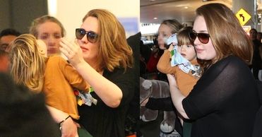 Adele z synkiem na lotnisku