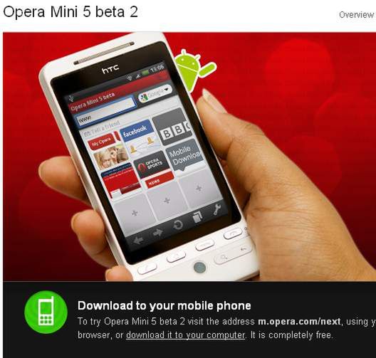 Ukazała się Opera Mini 5 Beta pod Androida