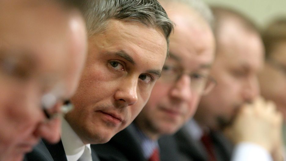 Sebastian Karpiniuk podczas posiedzenia sejmowej komisji śledczej, badającej naciski na służby specjalne (2009 r.)