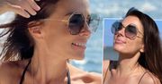 Kasia Glinka pozuje na plaży w obiektywie synka. Kostium podkreślił figurę 44-letniej gwiazdy