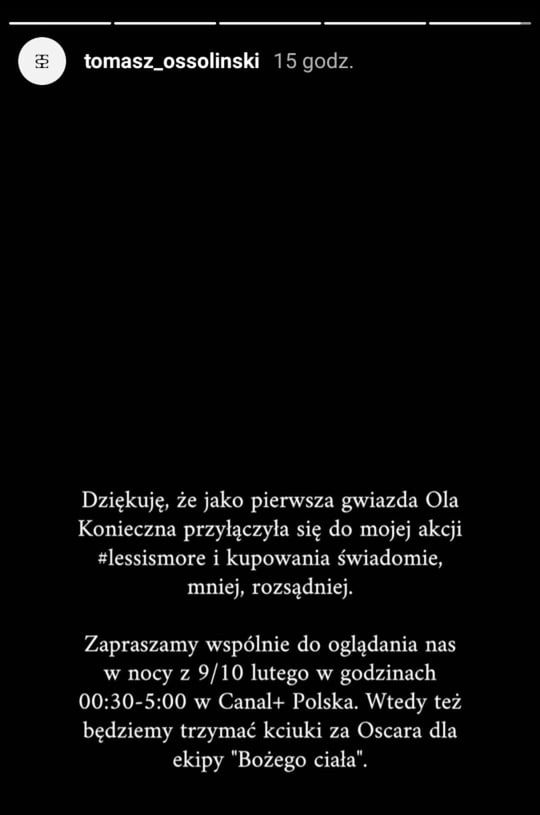 Tomasz Ossoliński dziękuje Aleksandrze Koniecznej 