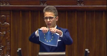 Tylko w WP. 17-latek który w Sejmie podarł flagę UE: Mówią o tolerancji, a mnie atakują