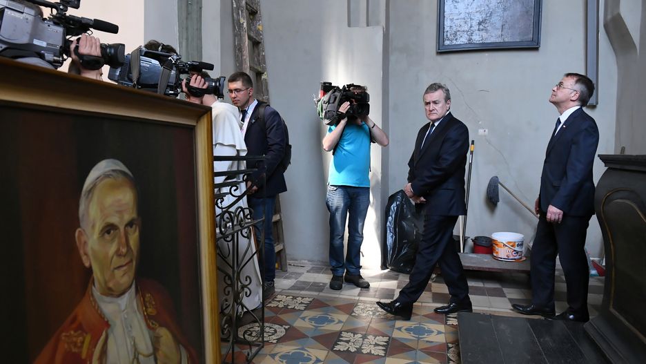 Gdańsk. Piotr Gliński i Jarosław Sellin w kościele św. Piotra i Pawła