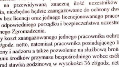 Fragment pisma do spółdzielni z ofertą agencji ochrony 