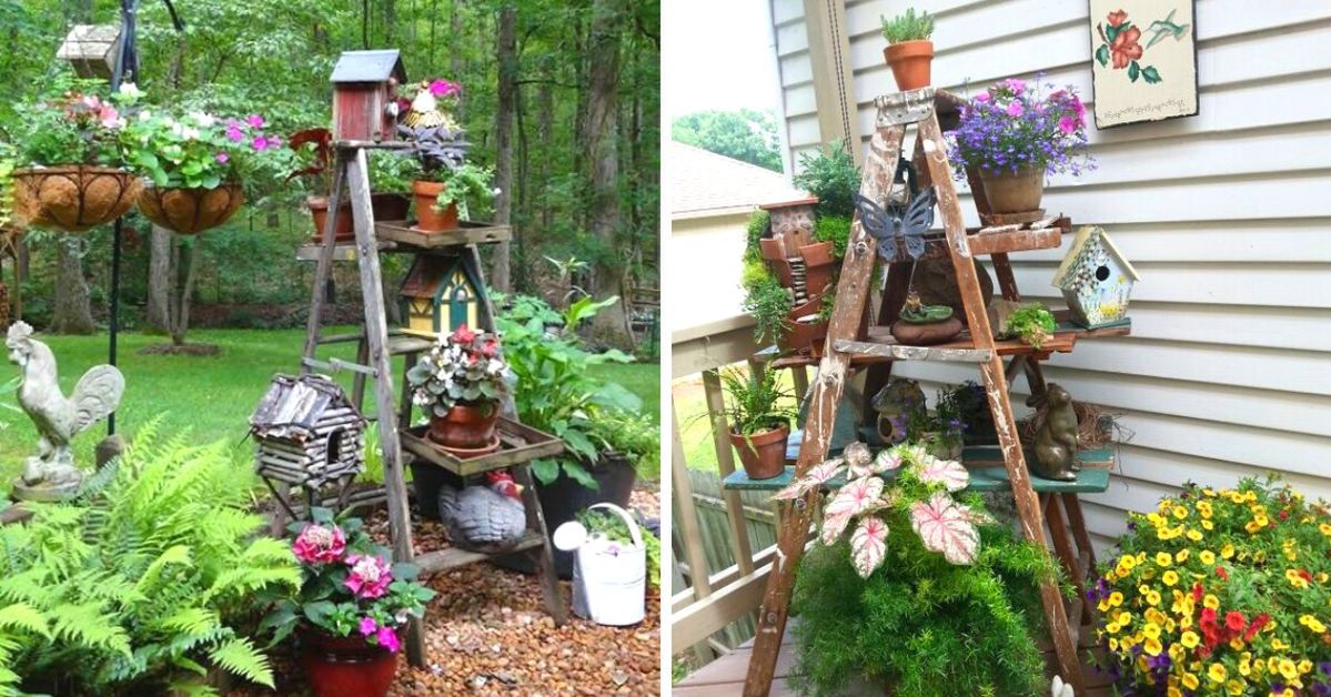 10 Garden Ladders That Became Great Flower Stands